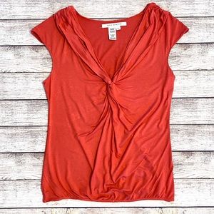 Max Studio Twist Front Top, Coral, Size Large